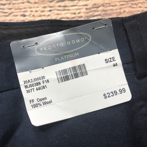 Pronto Uomo Platinim 44 Unhemmed Navy Flat Wool - Picture 3 of 7